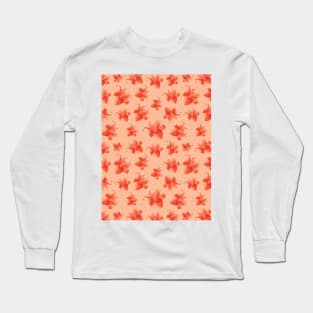 Red Lily Flower on Peach fuzz Long Sleeve T-Shirt